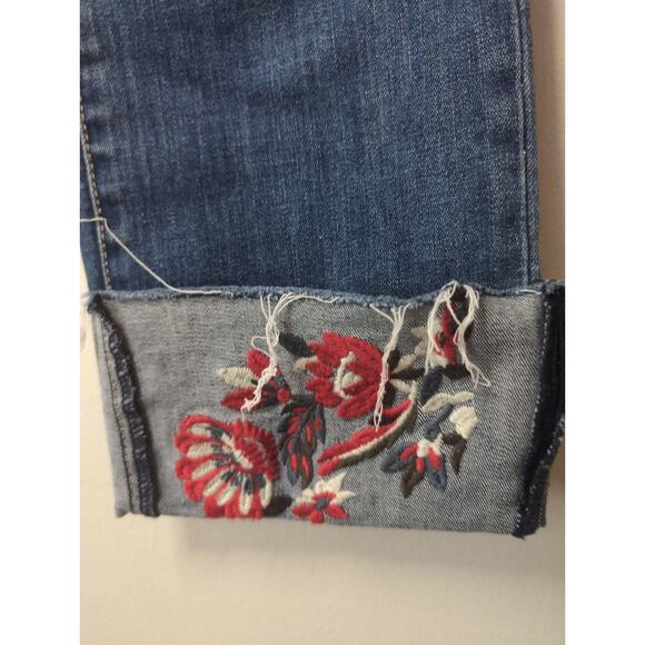 Dear John embroidered floral denim playback cuffed straight leg jeans 27 - Picture 4 of 8